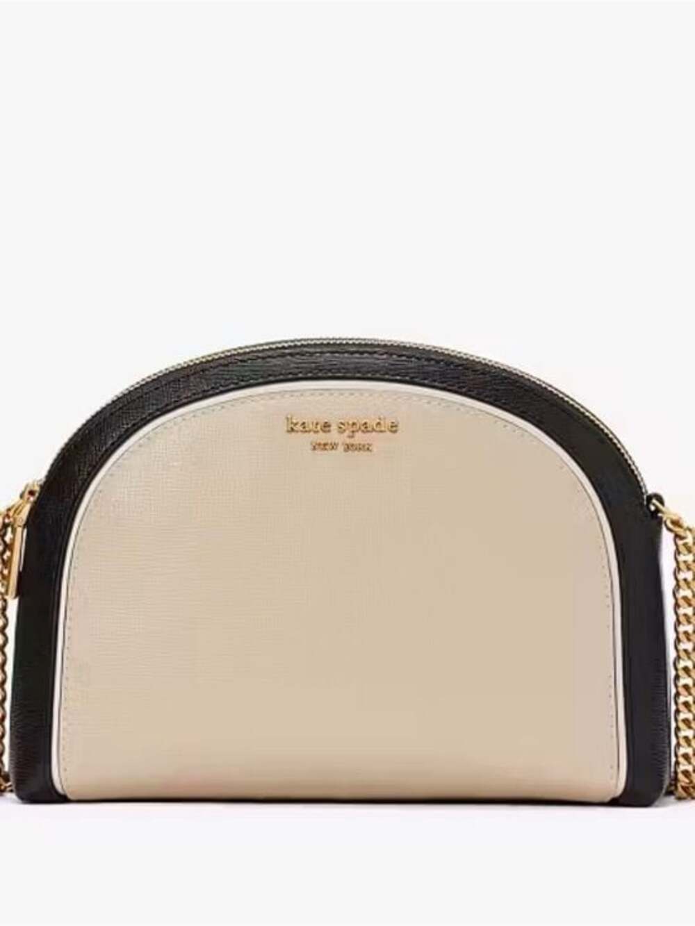 kate spade Two-Tone Cream and Black Dome Crossbody with Gold Chain